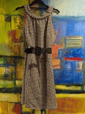 Eliza J Houndstooth Wool Dress Size 8 Black,White
